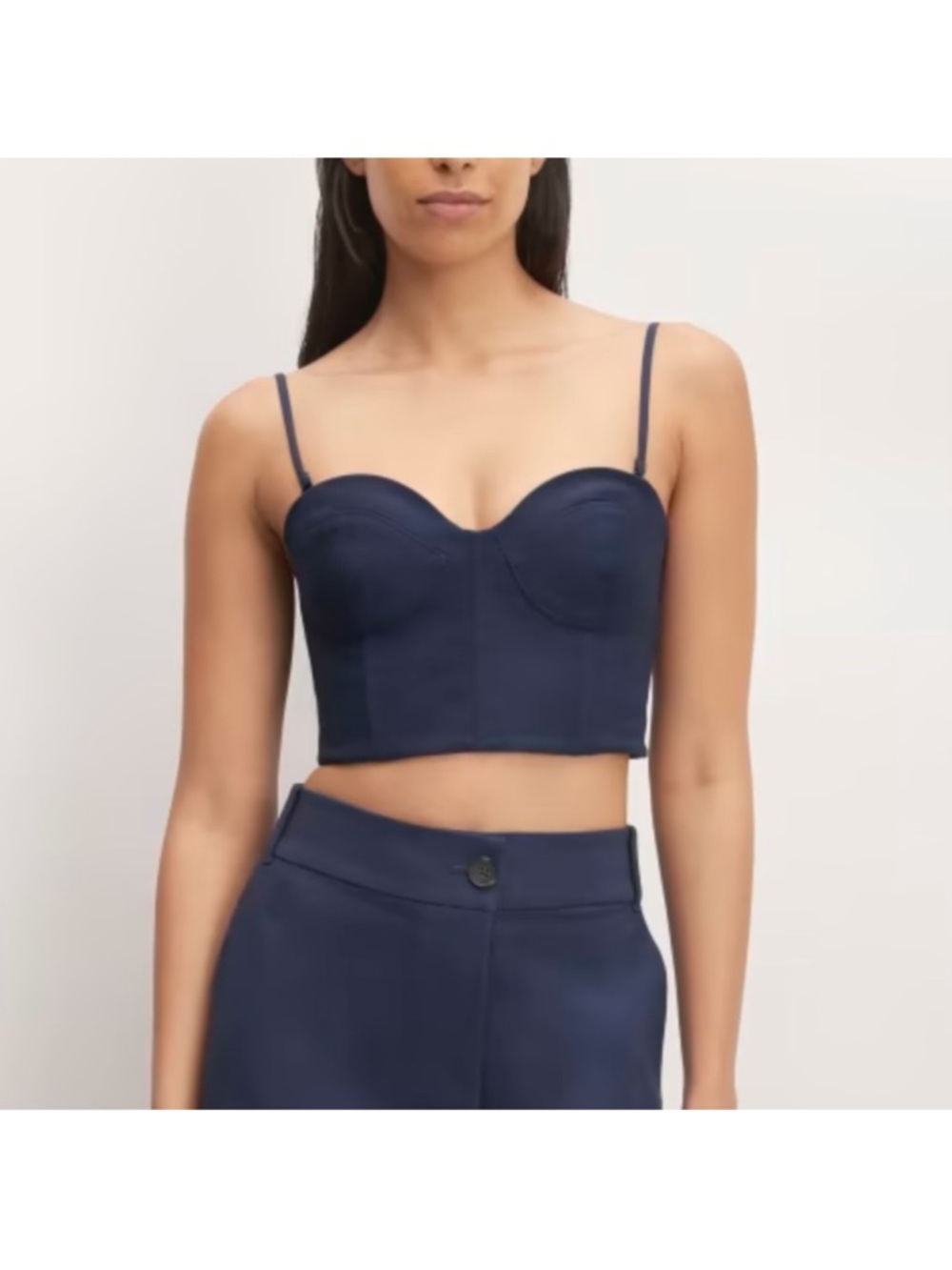 Everlane Navy Blue Cotton Structured Bustier Crop Top Size 4 New